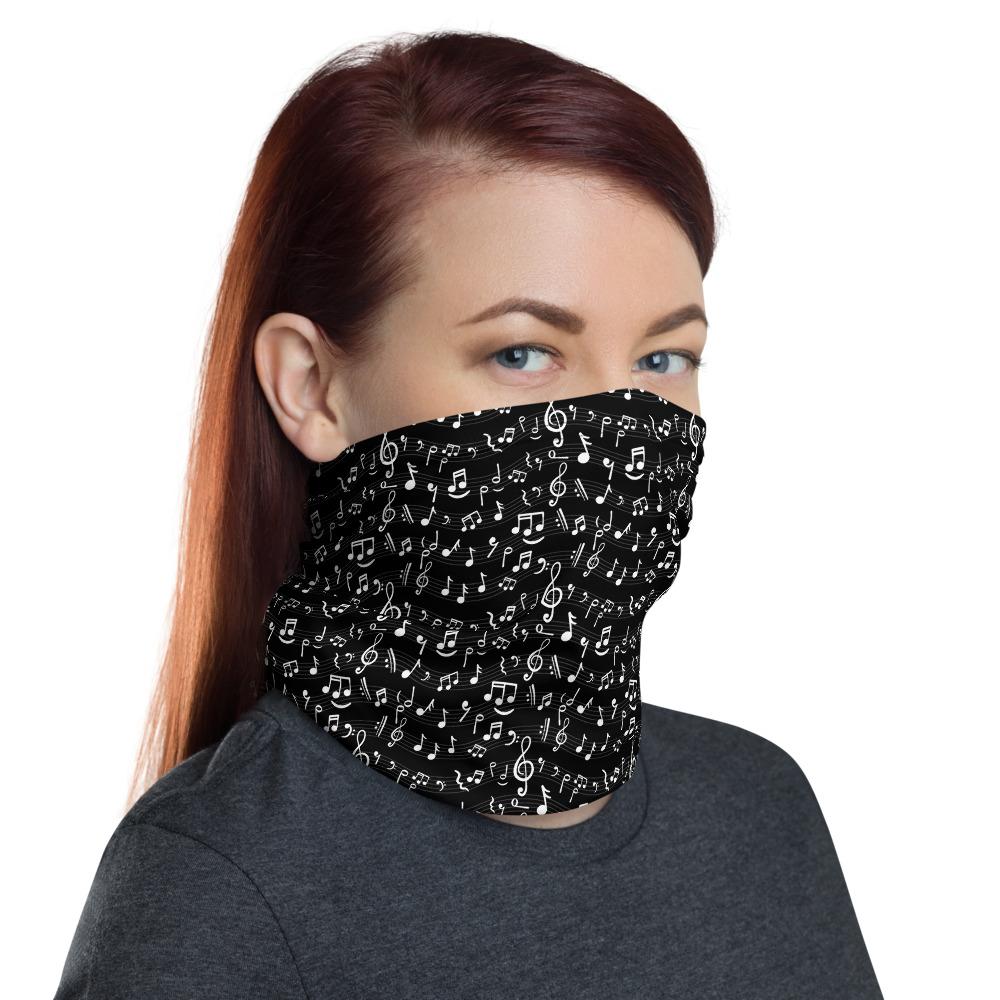 Music Notes Neck Gaiter Black - BeExtra! Apparel & More