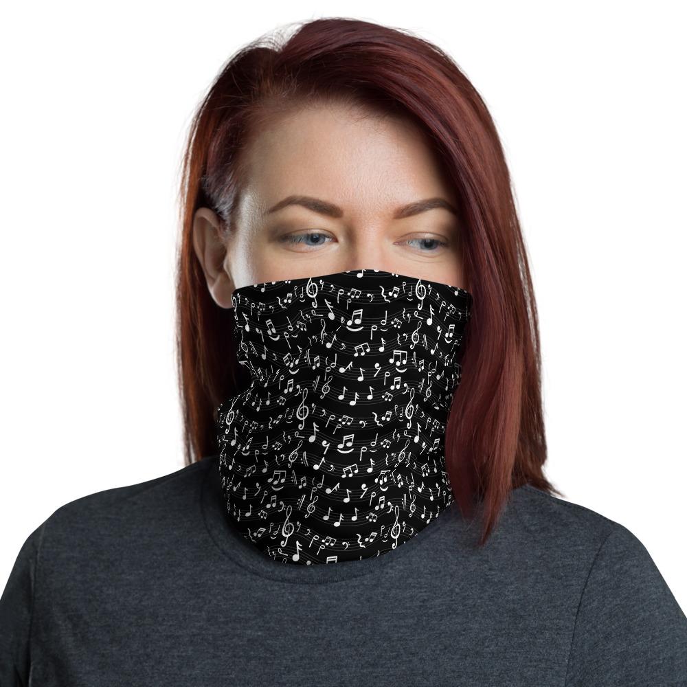 Music Notes Neck Gaiter Black - BeExtra! Apparel & More