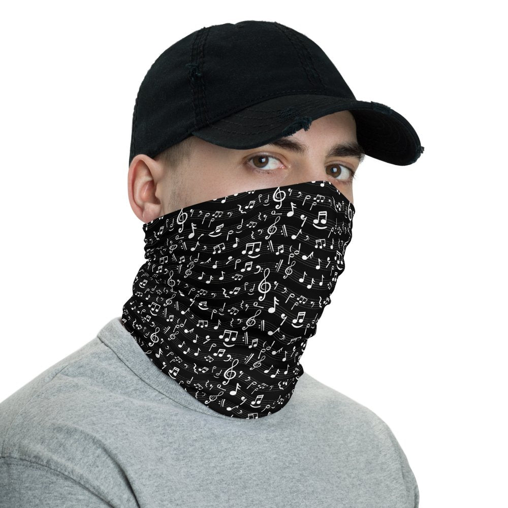 Music Notes Neck Gaiter Black - BeExtra! Apparel & More