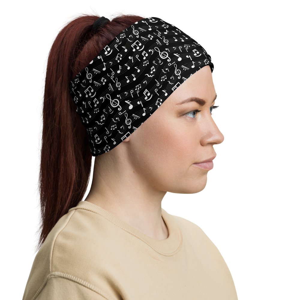 Music Notes Neck Gaiter Black - BeExtra! Apparel & More
