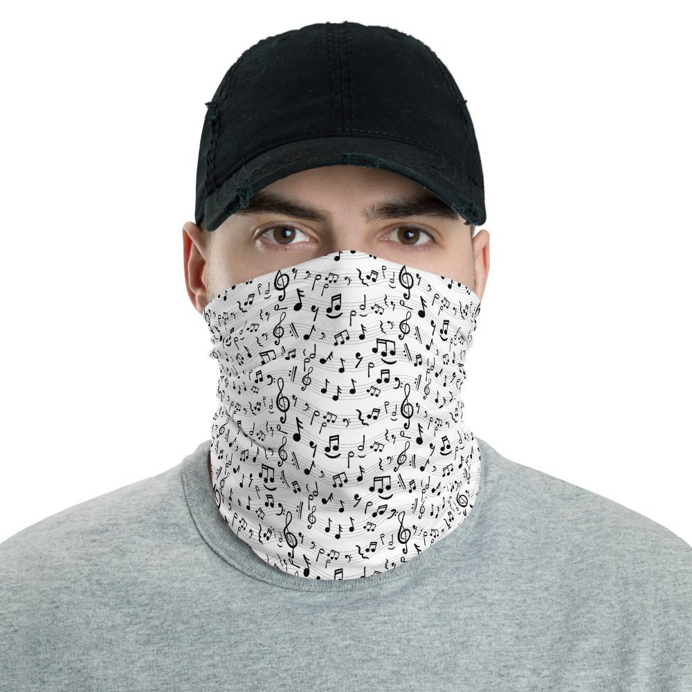 Music Notes Neck Gaiter White - BeExtra! Apparel & More