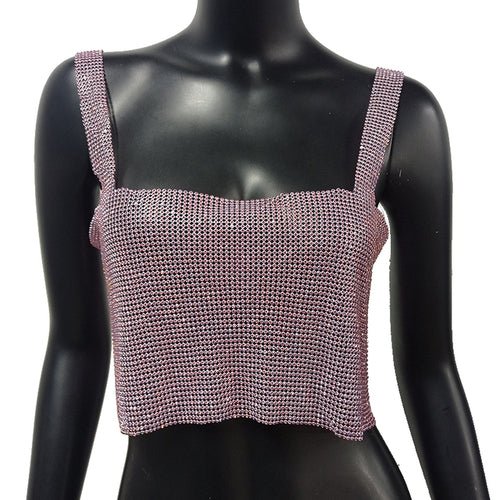 Night Out Sparkly Rhinestones Crop Top with Straps - BeExtra! Apparel & More
