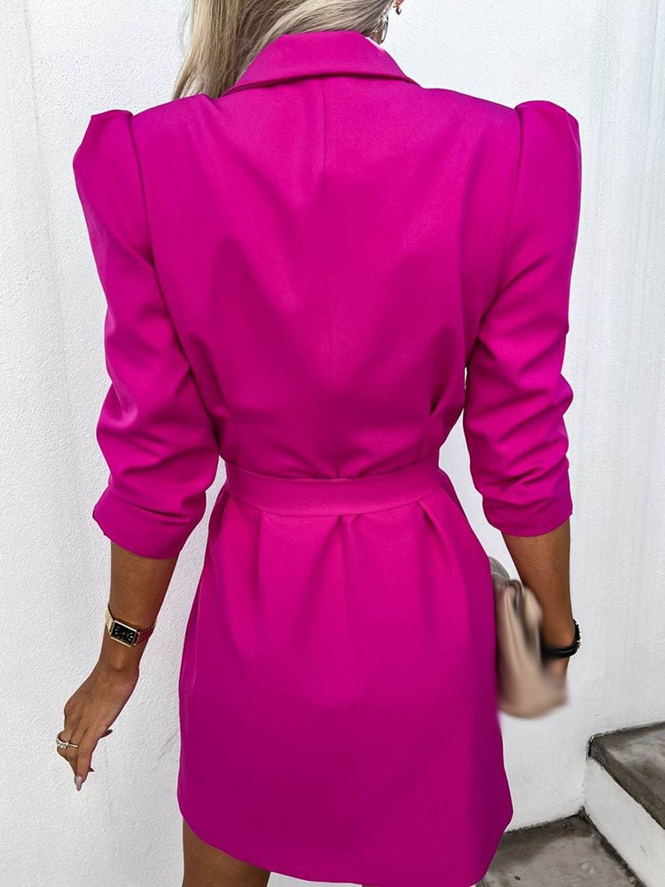 Notched Collar Blazer Style Straight Dress - BeExtra! Apparel & More