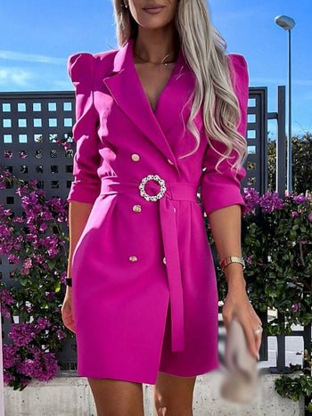 Notched Collar Blazer Style Straight Dress - BeExtra! Apparel & More