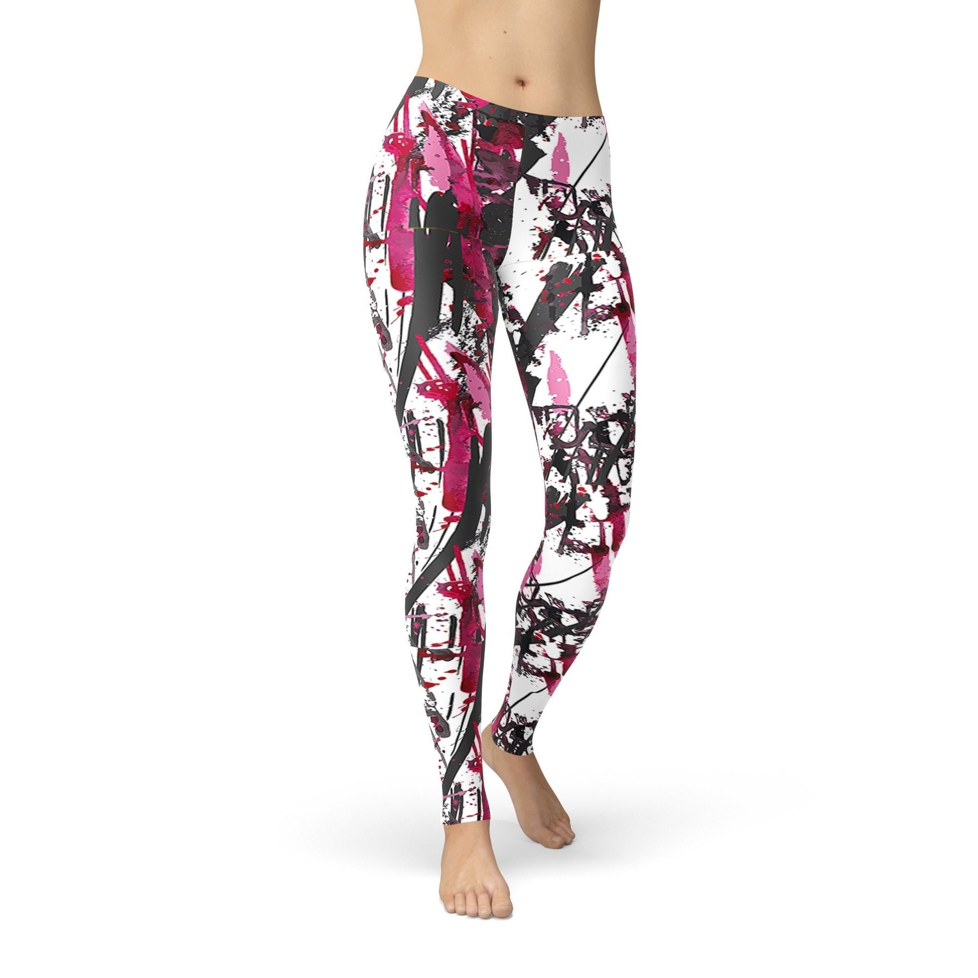 Pink & Grey Brushstroke Print Leggings - BeExtra! Apparel & More