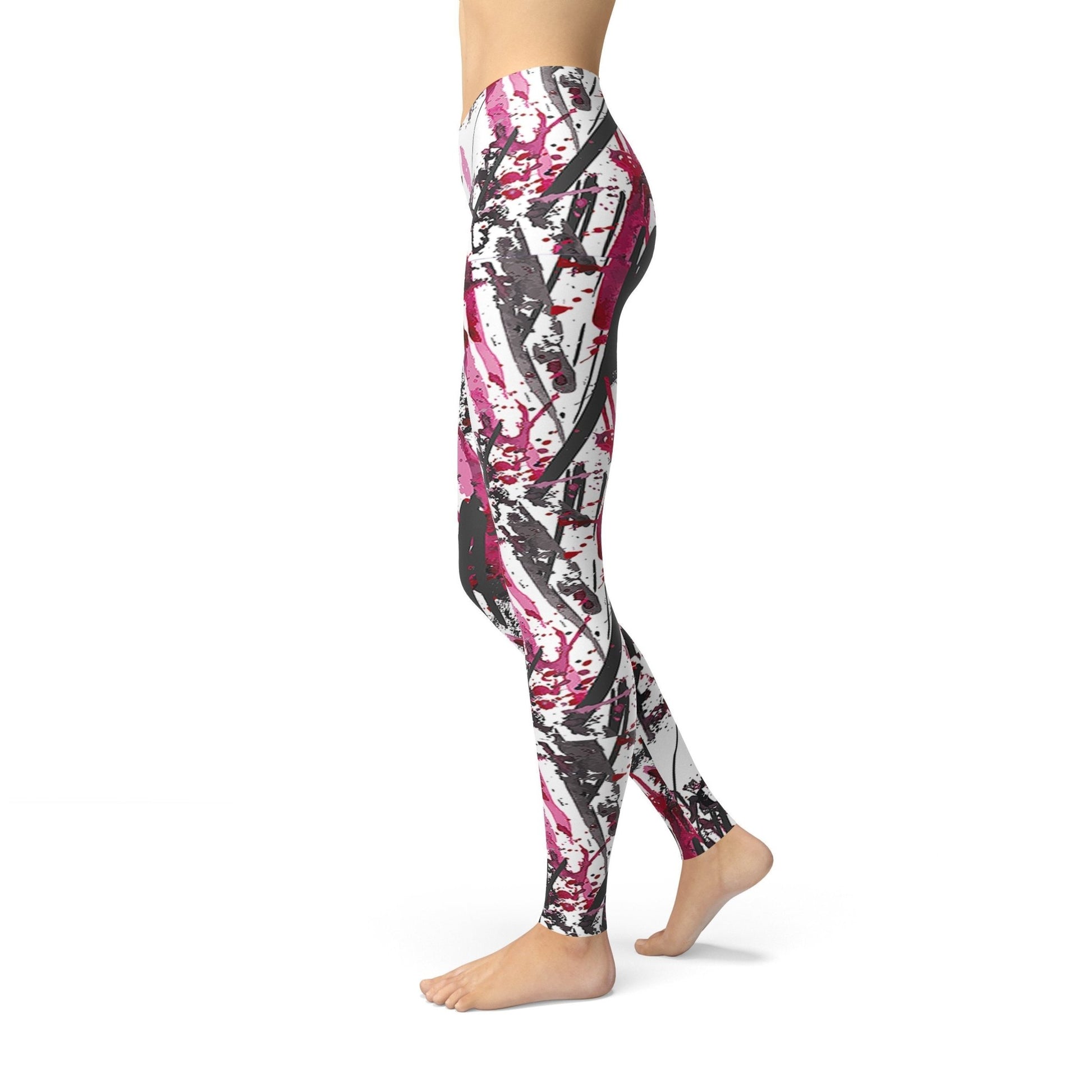 Pink & Grey Brushstroke Print Leggings - BeExtra! Apparel & More