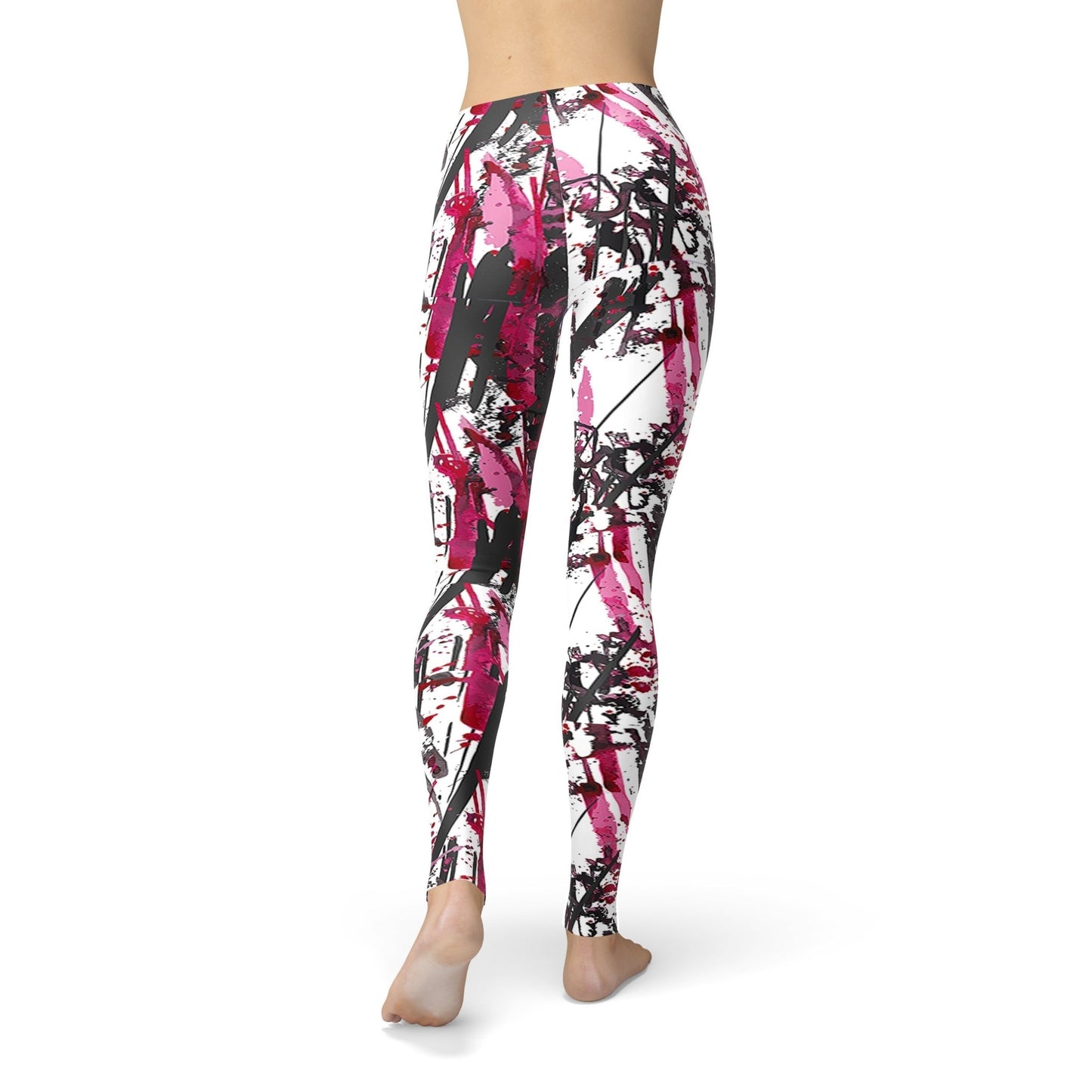 Pink & Grey Brushstroke Print Leggings - BeExtra! Apparel & More