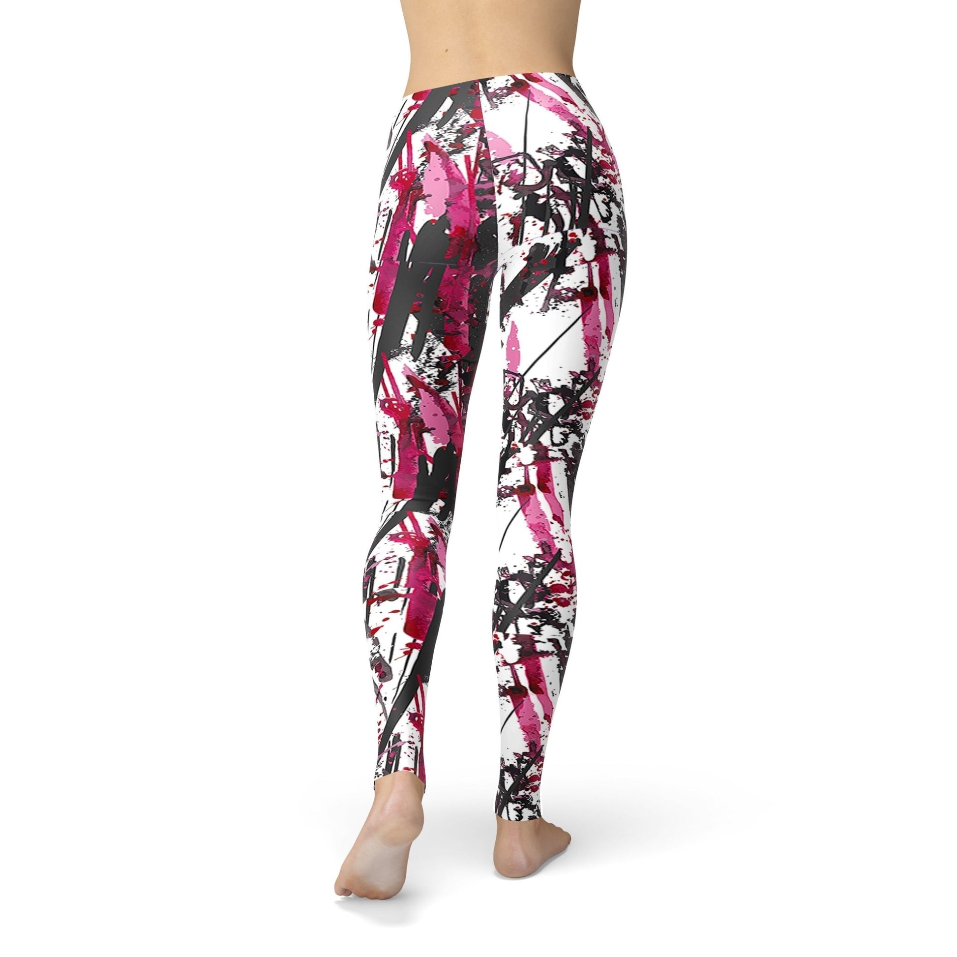 Pink & Grey Brushstroke Print Leggings - BeExtra! Apparel & More