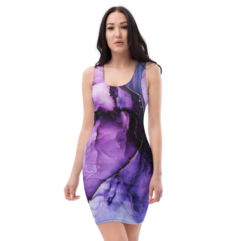 Purple Marble Fitted Dress - BeExtra! Apparel & More