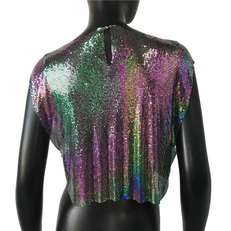 Sparkly Metal Sequins Women's Crop Top - BeExtra! Apparel & More