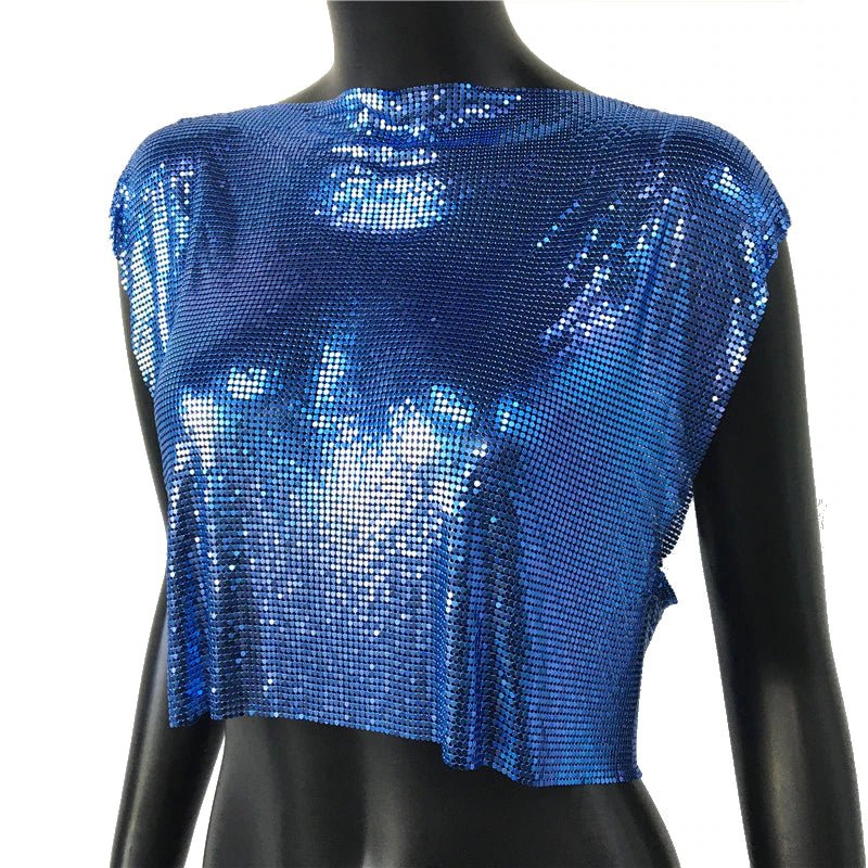 Sparkly Metal Sequins Women's Crop Top - BeExtra! Apparel & More