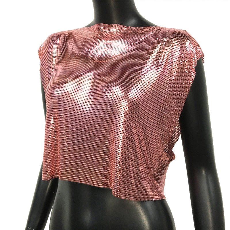 Sparkly Metal Sequins Women's Crop Top - BeExtra! Apparel & More