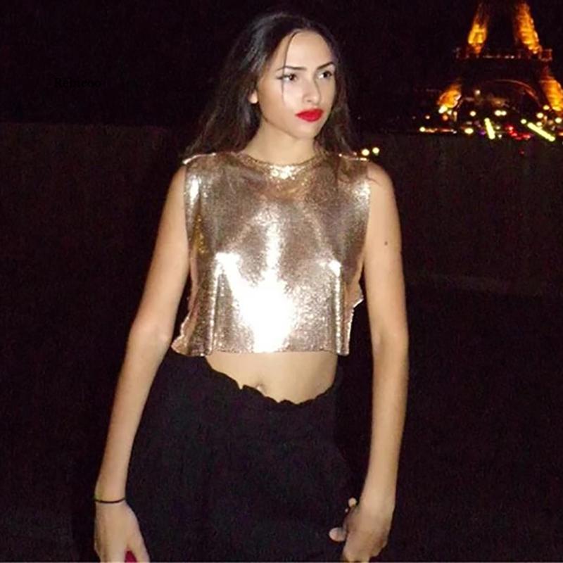 Sparkly Metal Sequins Women's Crop Top - BeExtra! Apparel & More