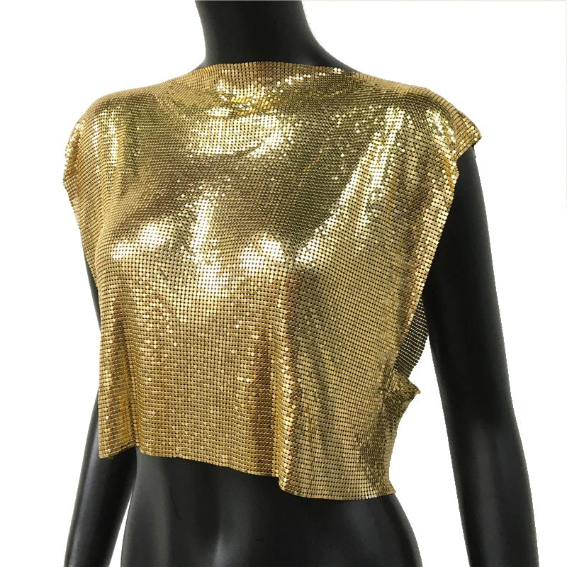 Sparkly Metal Sequins Women's Crop Top - BeExtra! Apparel & More