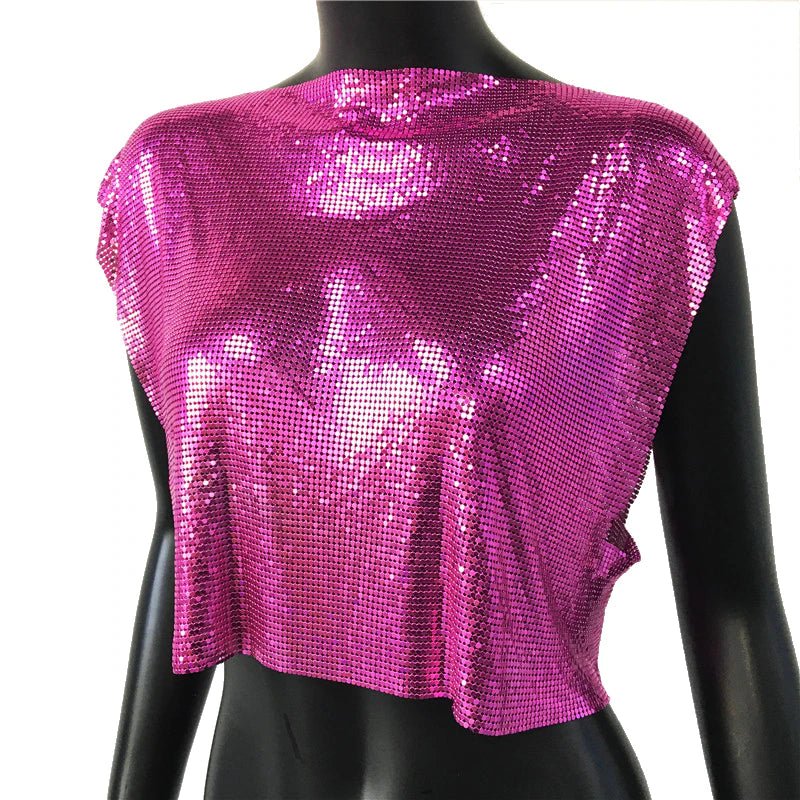 Sparkly Metal Sequins Women's Crop Top - BeExtra! Apparel & More