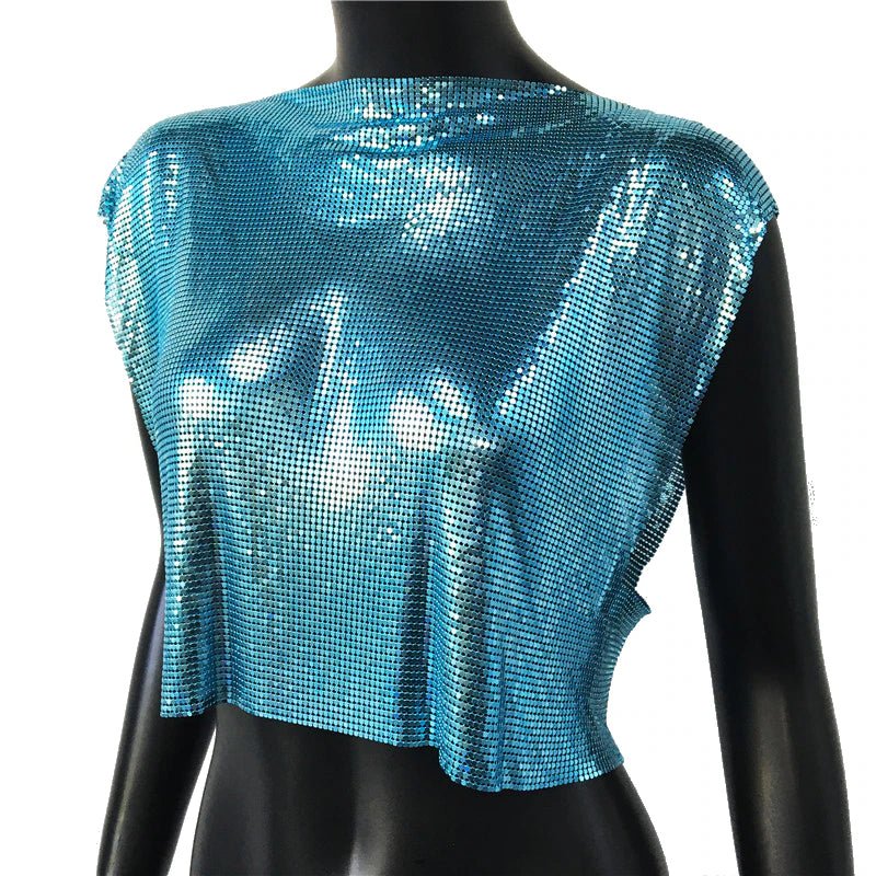 Sparkly Metal Sequins Women's Crop Top - BeExtra! Apparel & More