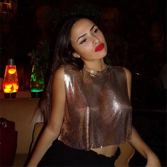 Sparkly Metal Sequins Women's Crop Top - BeExtra! Apparel & More