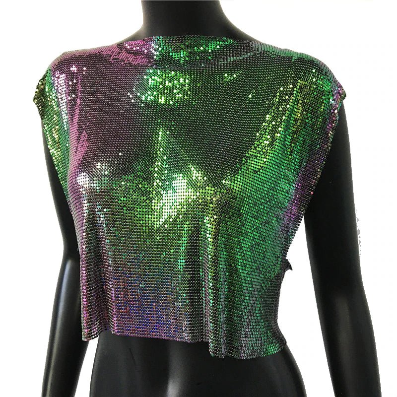 Sparkly Metal Sequins Women's Crop Top - BeExtra! Apparel & More