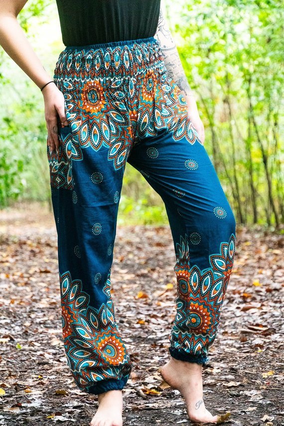 Teal Mandala Boho Harem Pants - BeExtra! Apparel & More