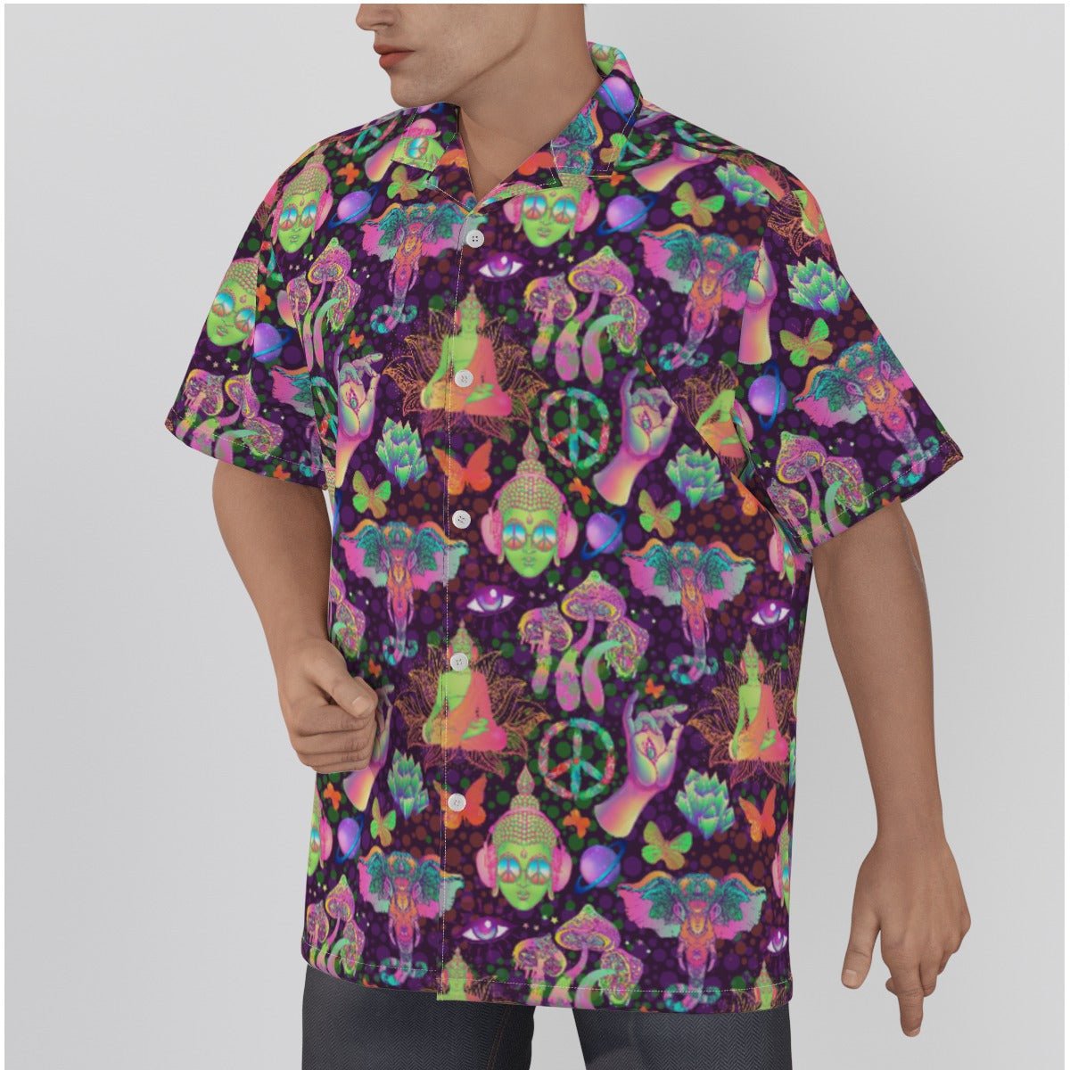 Trippy Spirit Men's Hawaiian Shirt with Button Closure - BeExtra! Apparel & More