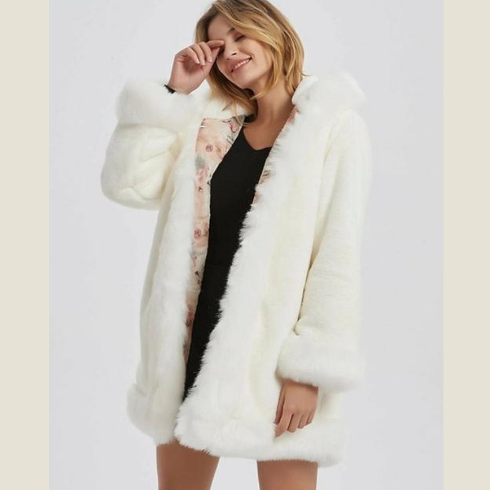 Womens Hooded Faux Fur Collar Coat - BeExtra! Apparel & More