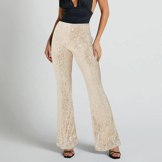 Women's Shiny Sequin Bell Bottom Pants - BeExtra! Apparel & More