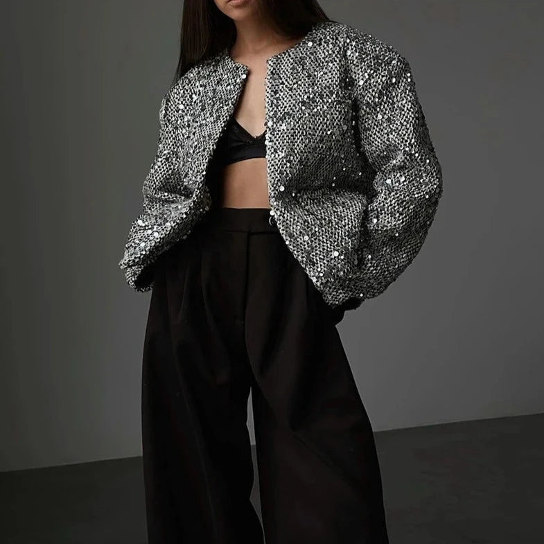 Be Extra! Sequin Shiny Chic Cropped Jacket - BeExtra! Apparel & More