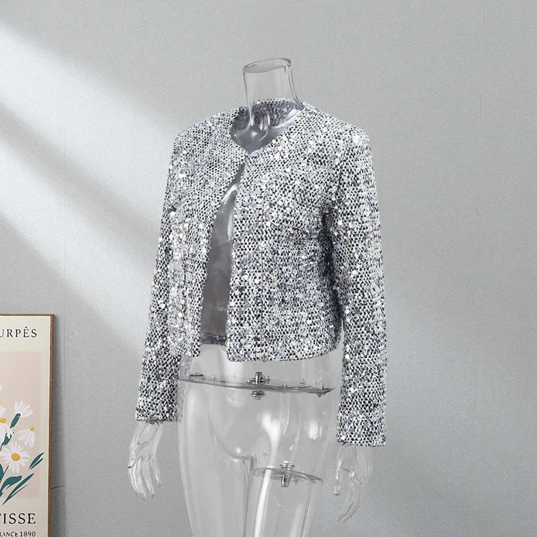 Be Extra! Sequin Shiny Chic Cropped Jacket - BeExtra! Apparel & More