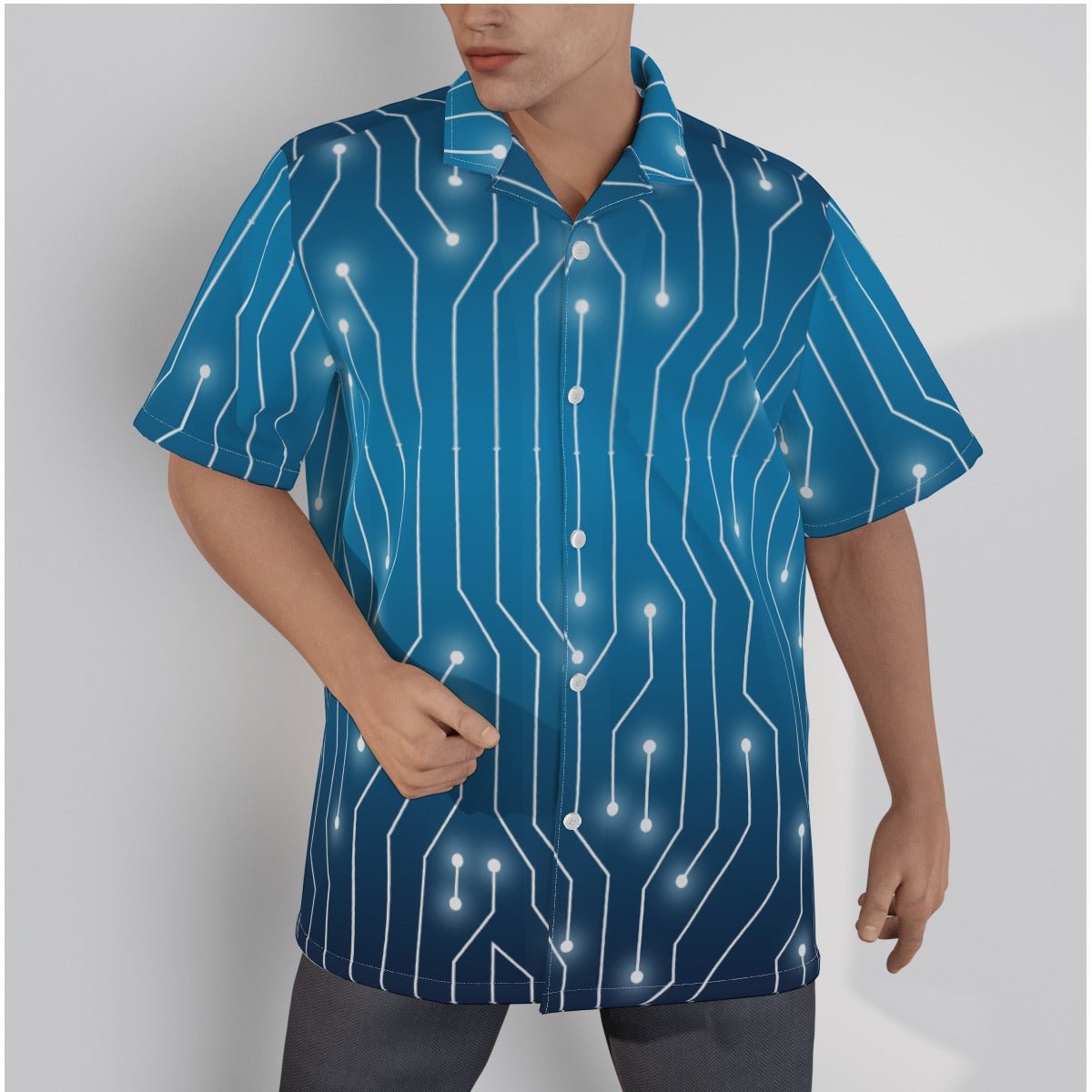 Blue Tech Men's Hawaiian Shirt - BeExtra! Apparel & More