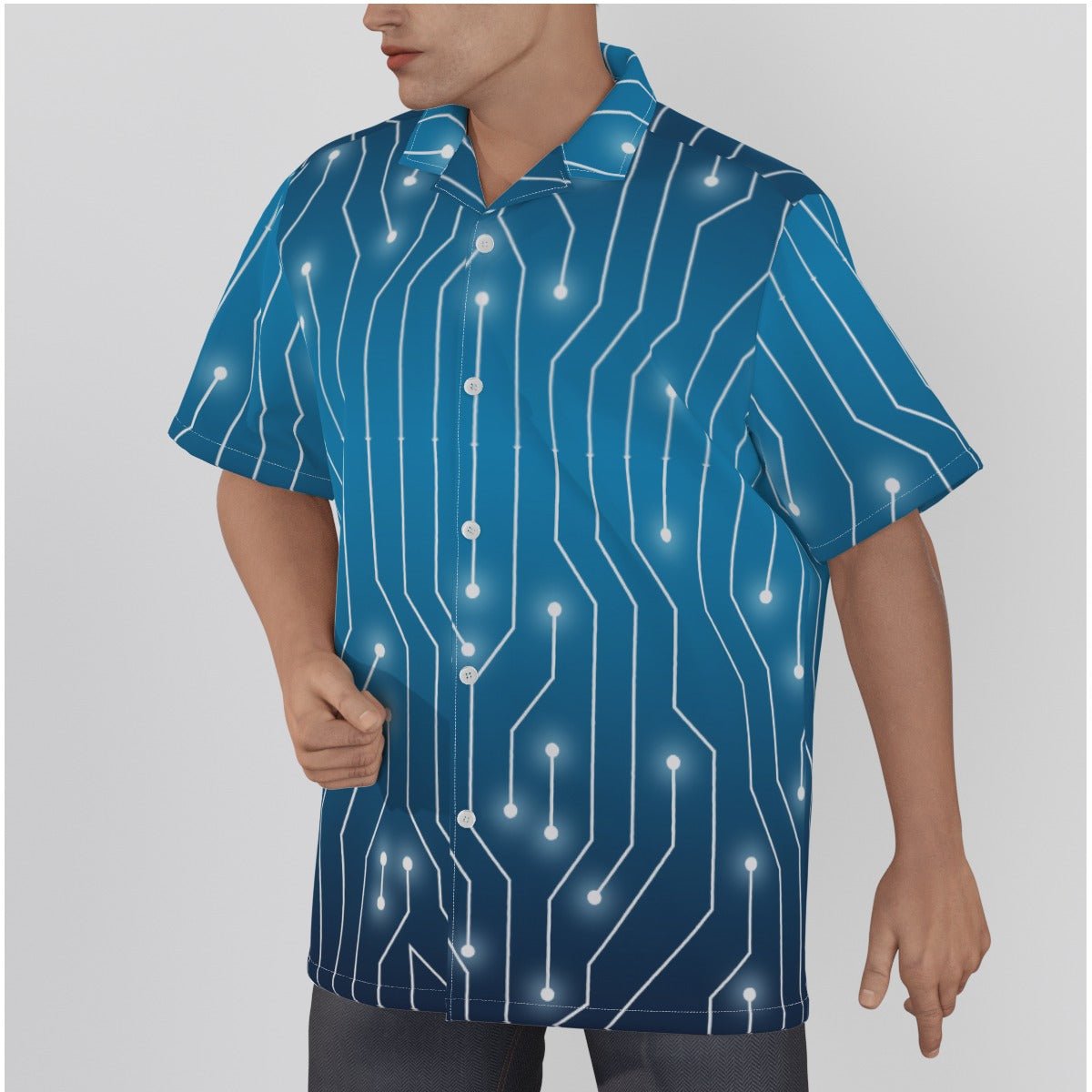 Blue Tech Men's Hawaiian Shirt - BeExtra! Apparel & More