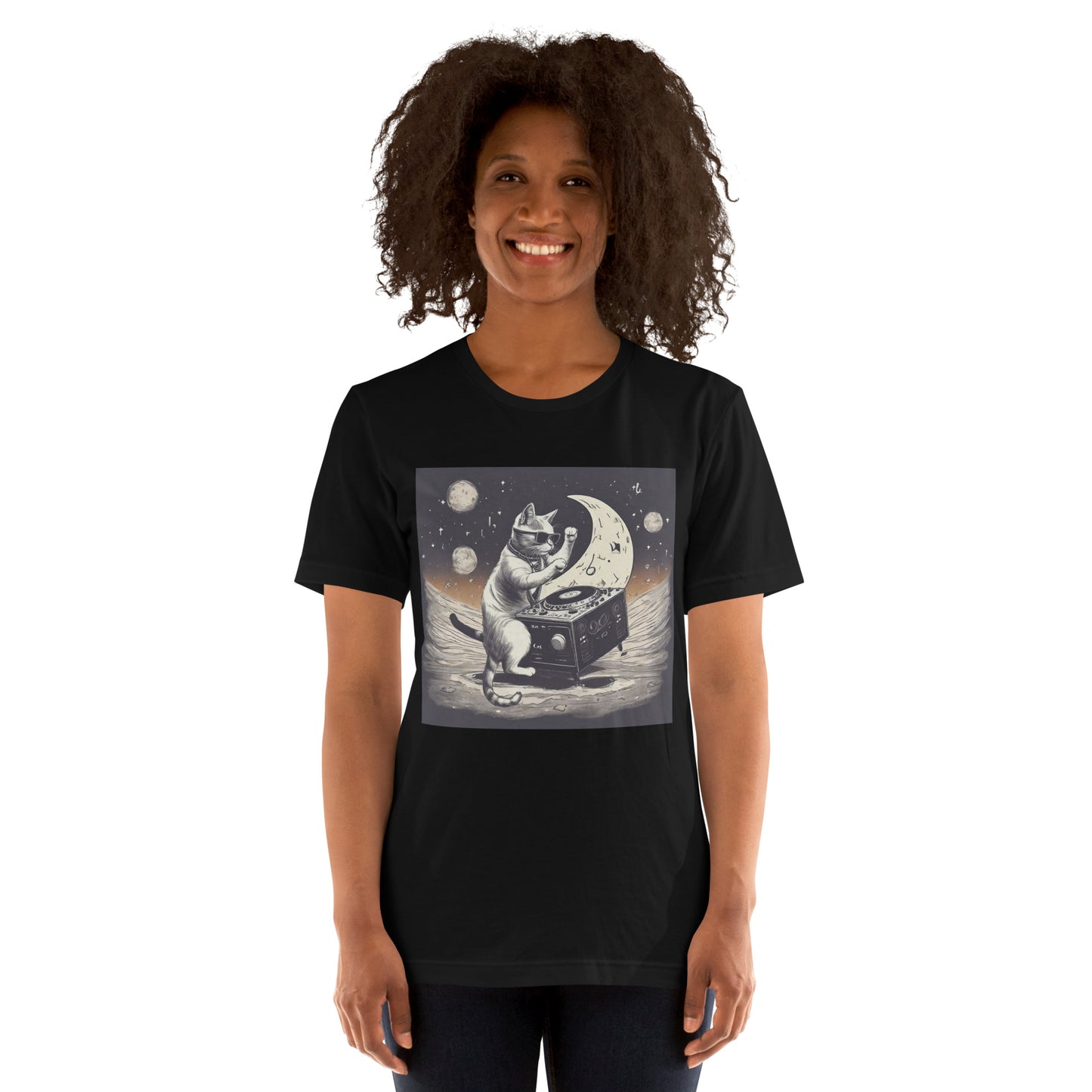 Moon DJ Cat Unisex t-shirt