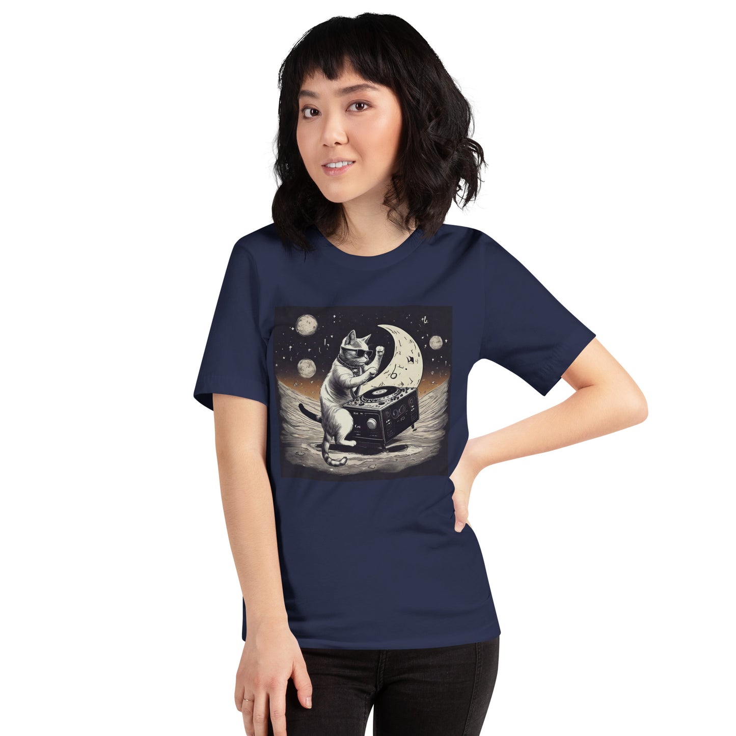 Moon DJ Cat Unisex t-shirt