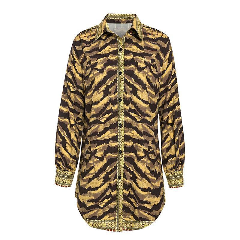 Animal Print Button Up Women's Long Sleeve Dress - BeExtra! Apparel & More