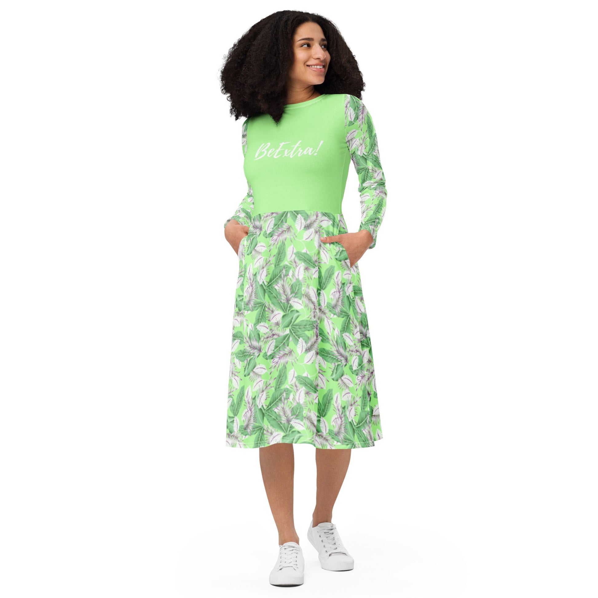 Be Extra! Fresh Spring Long Sleeve Midi Dress with Pockets - BeExtra! Apparel & More