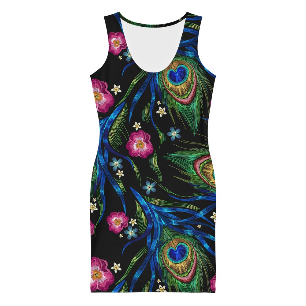 Be Extra! Peacock Print Fitted Dress - BeExtra! Apparel & More