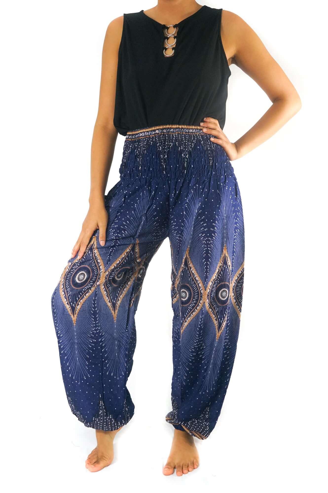 Blue Peacock Eye Women's Boho Pants - BeExtra! Apparel & More