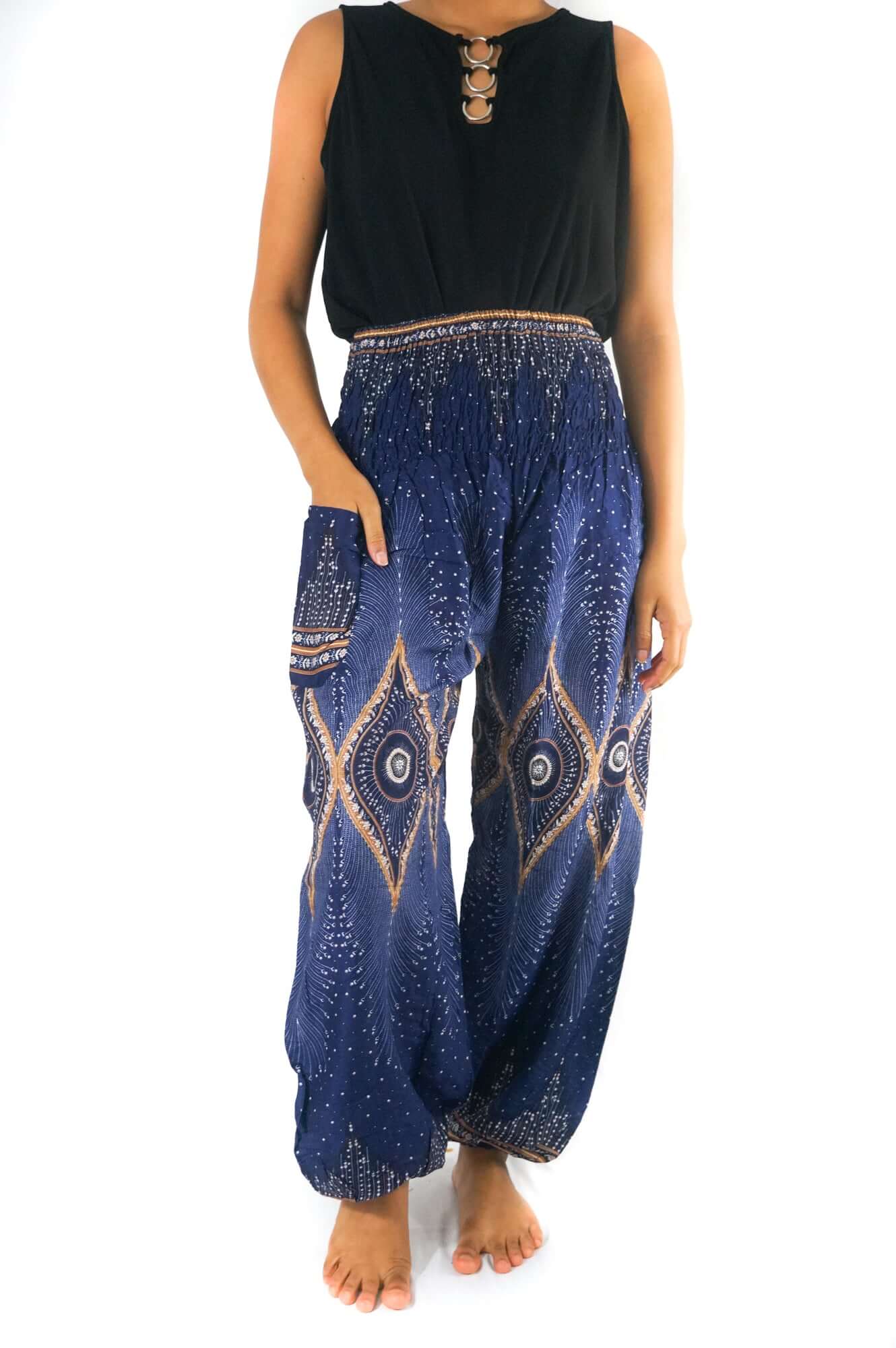 Blue Peacock Eye Women's Boho Pants - BeExtra! Apparel & More