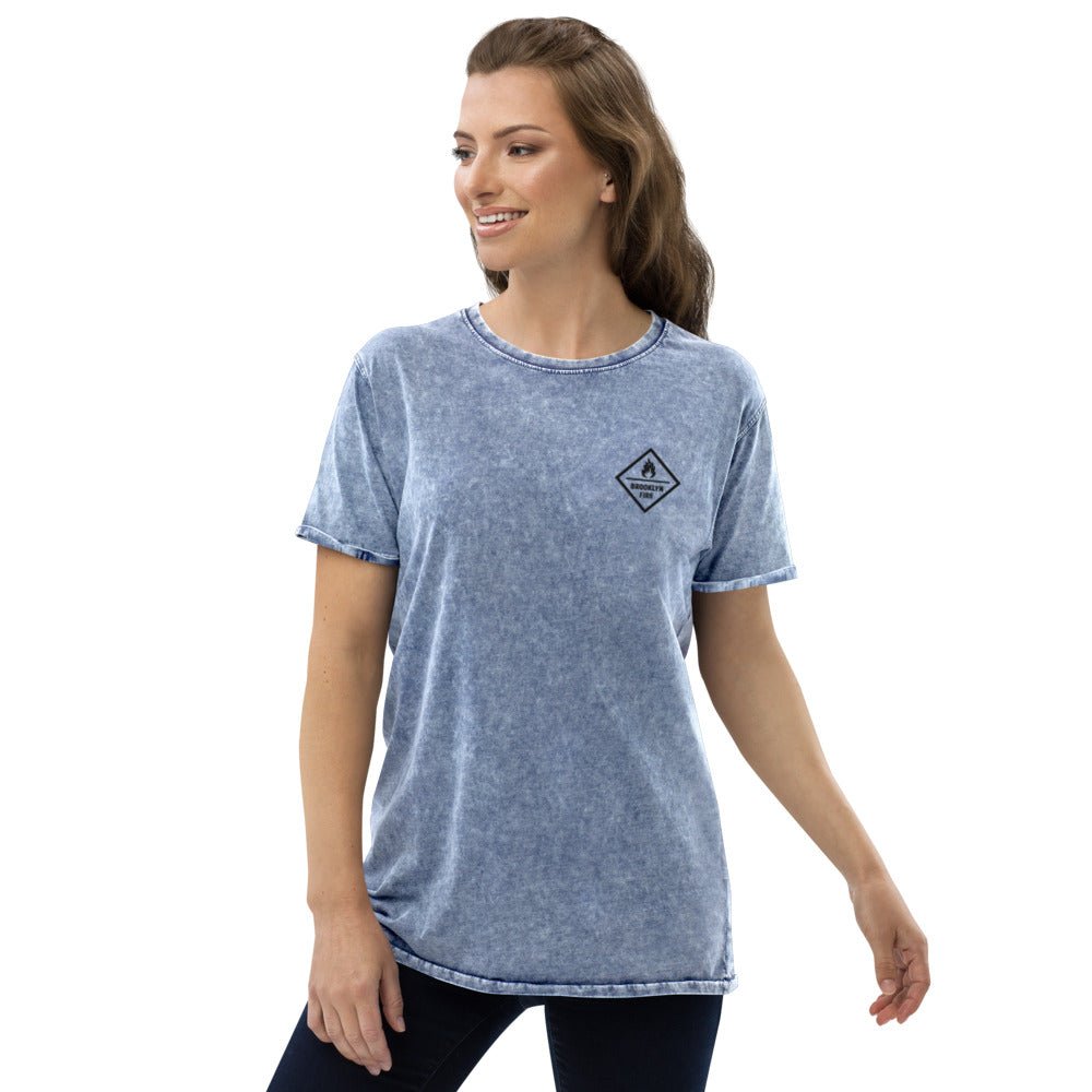 Brooklyn Fire Embroidered Denim T-Shirt - BeExtra! Apparel & More