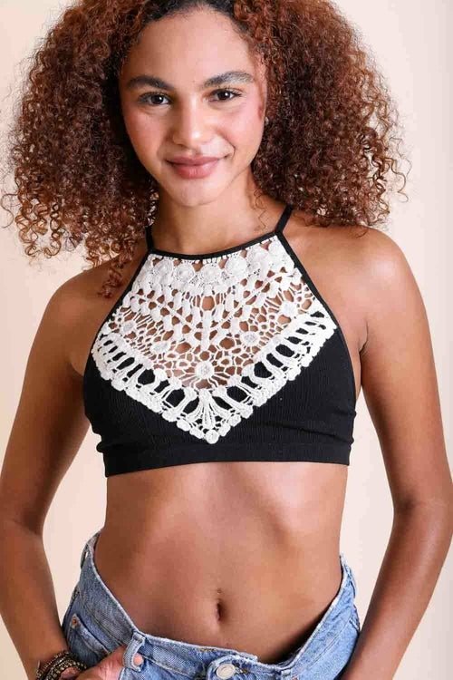 Crochet Lace High Neck Bralette - BeExtra! Apparel & More