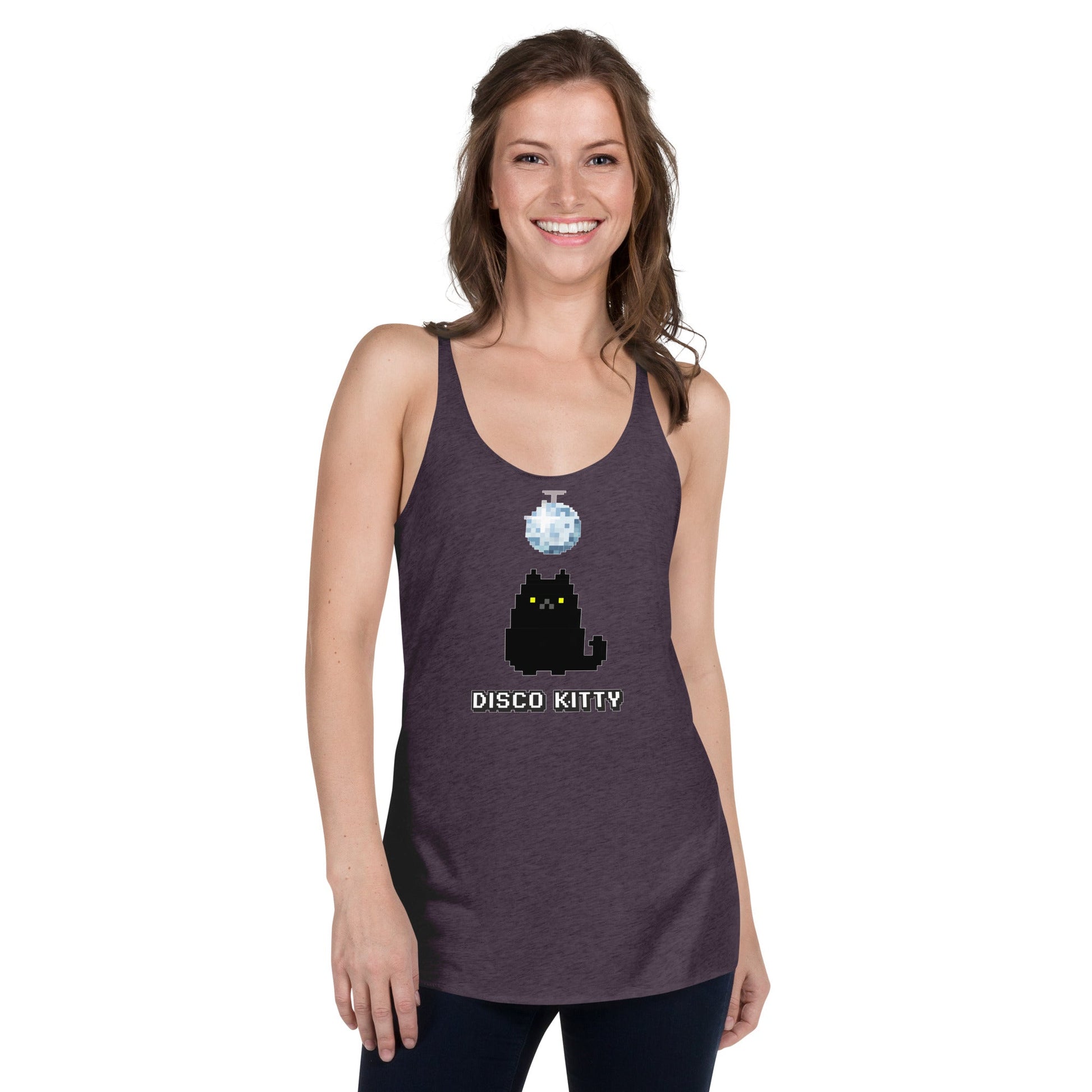 Doca Records Disco Kitty Women's Racerback Tank - BeExtra! Apparel & More