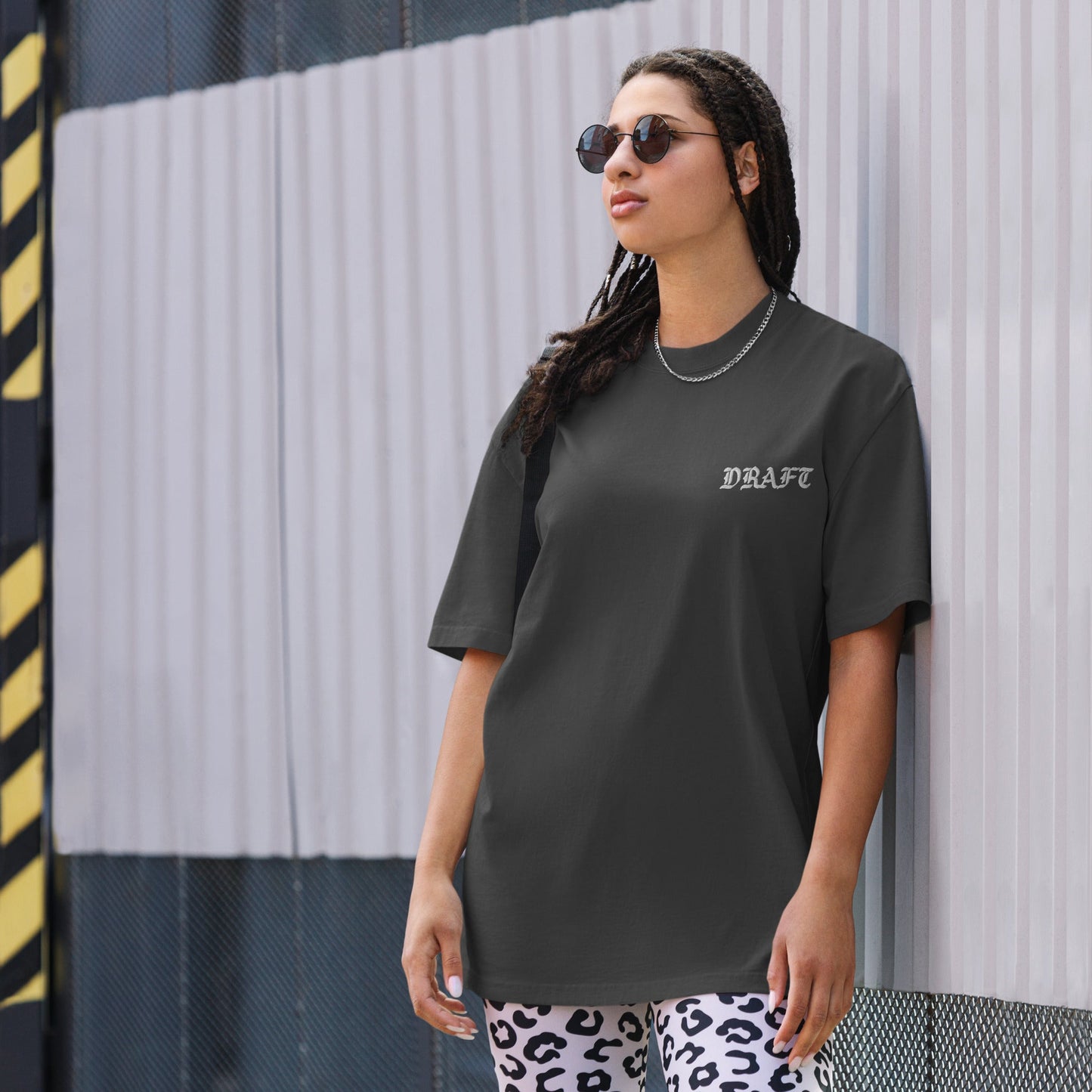Draft Label Oversized Faded Embroidered T-shirt - BeExtra! Apparel & More