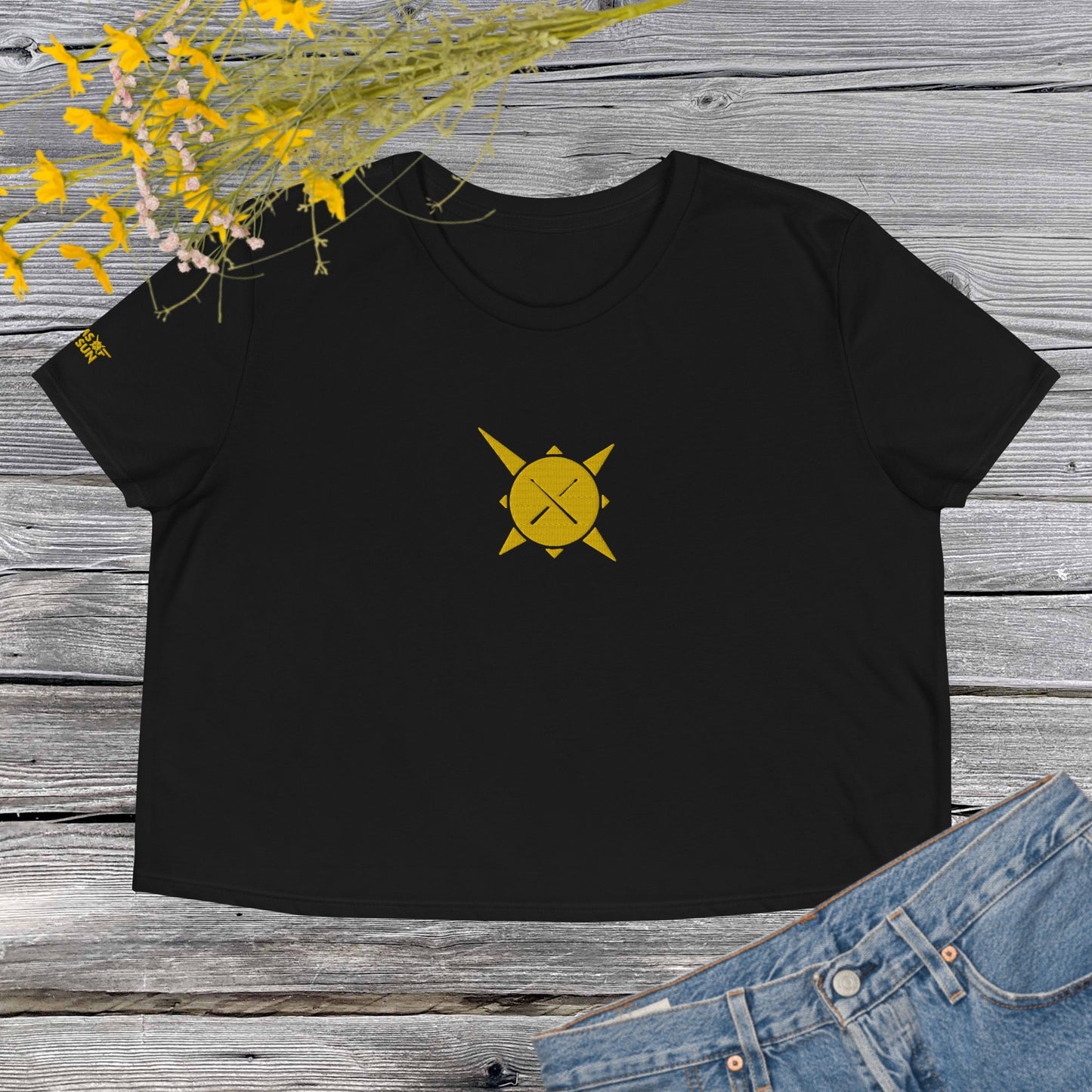 Drums of the Sun Embroidered Crop Tee - BeExtra! Apparel & More