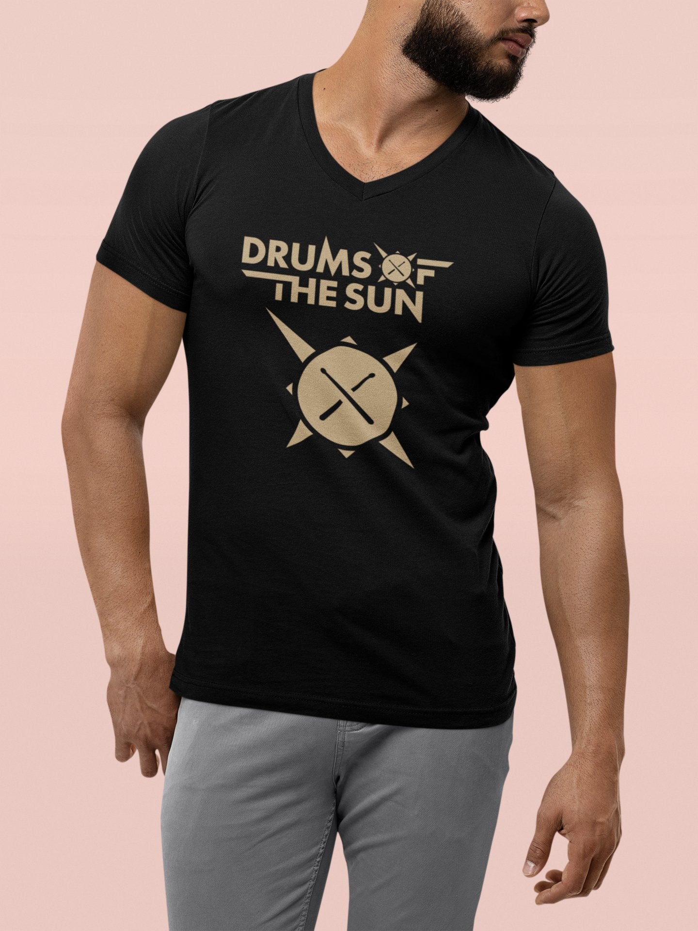 Drums of the Sun Unisex Short Sleeve V-Neck T-Shirt - BeExtra! Apparel & More