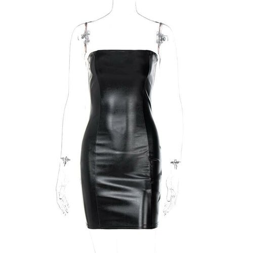 Faux Leather Strapless Mini Dress Faux Leather Strapless Mini Dress