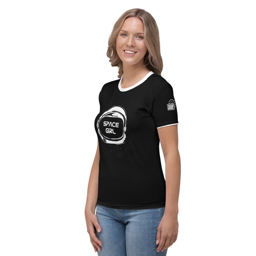 Farris Wheel Black Space Girl Women's T-shirt - BeExtra! Apparel & More