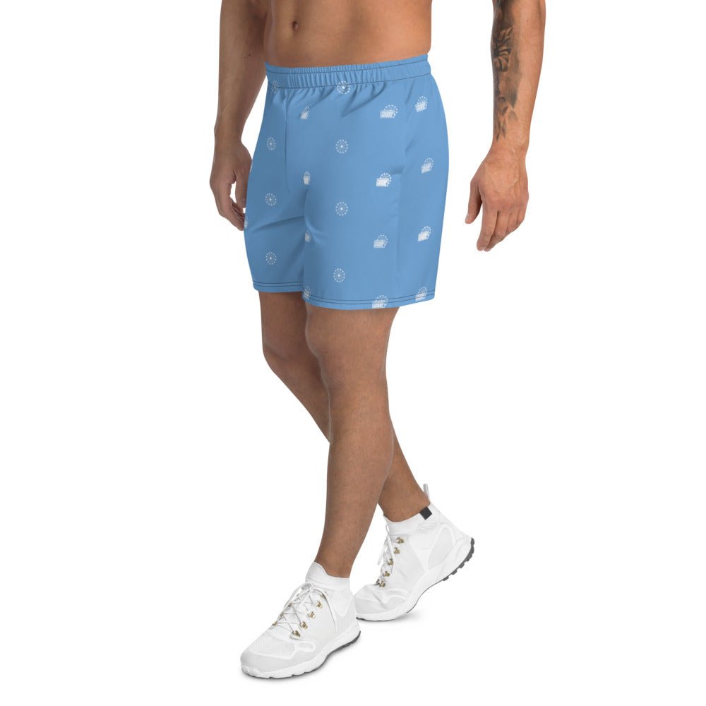 Farris Wheel Men's Athletic Long Shorts Blue - BeExtra! Apparel & More