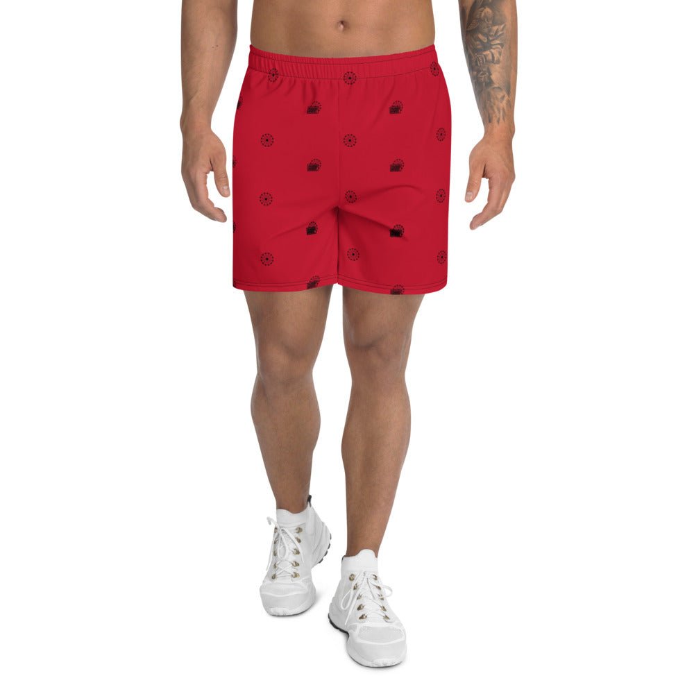 Farris Wheel Men's Athletic Long Shorts Red - BeExtra! Apparel & More