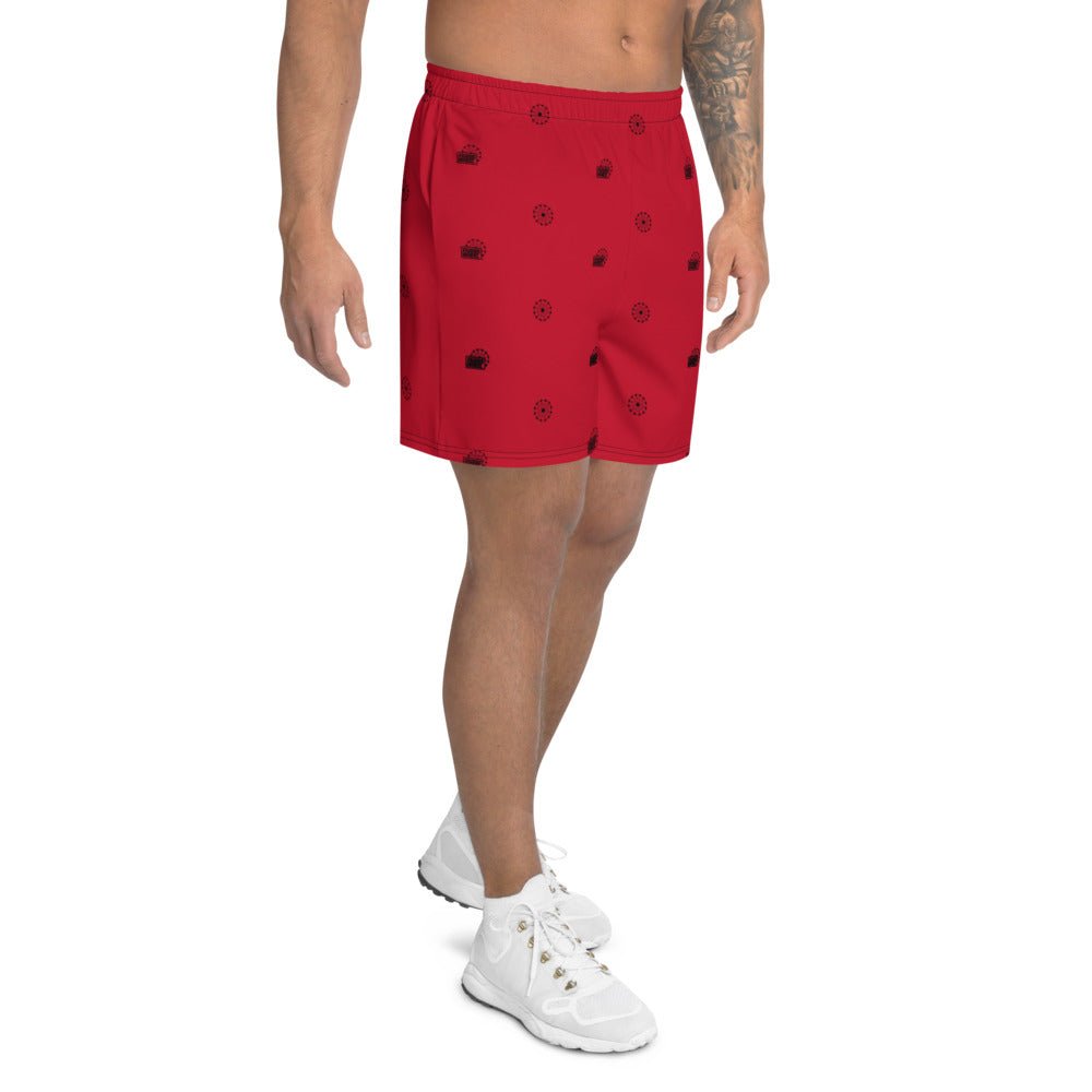 Farris Wheel Men's Athletic Long Shorts Red - BeExtra! Apparel & More