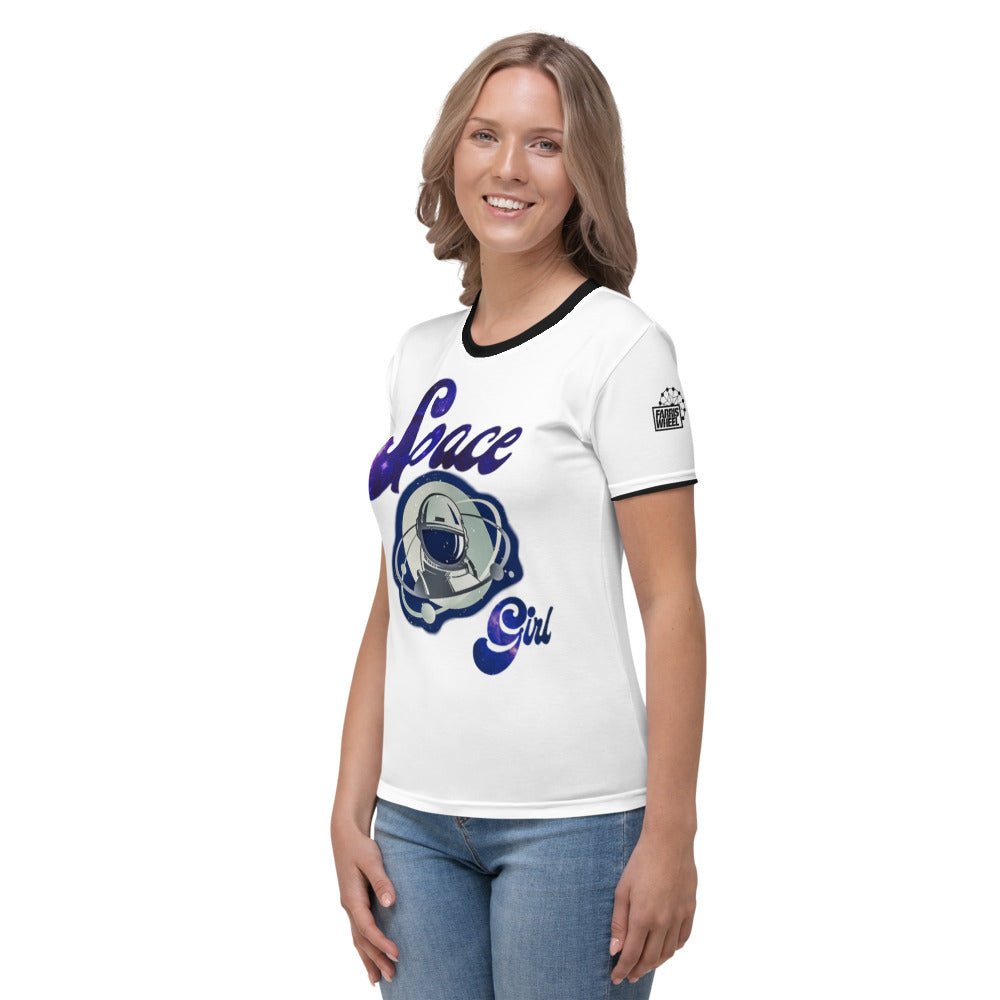 Farris Wheel Space Girl White Women's T-shirt - BeExtra! Apparel & More