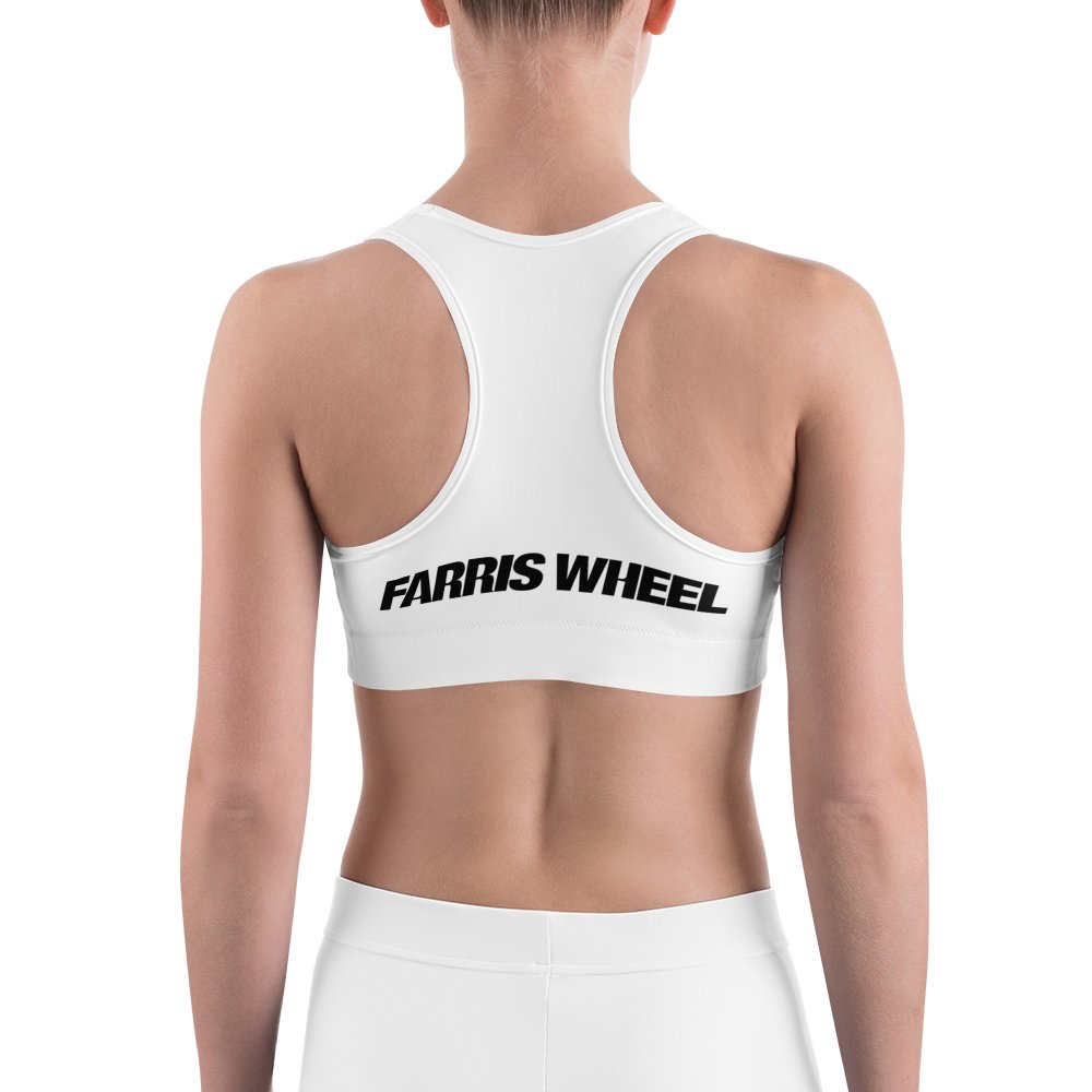 Farris Wheel White Sports Bra - BeExtra! Apparel & More